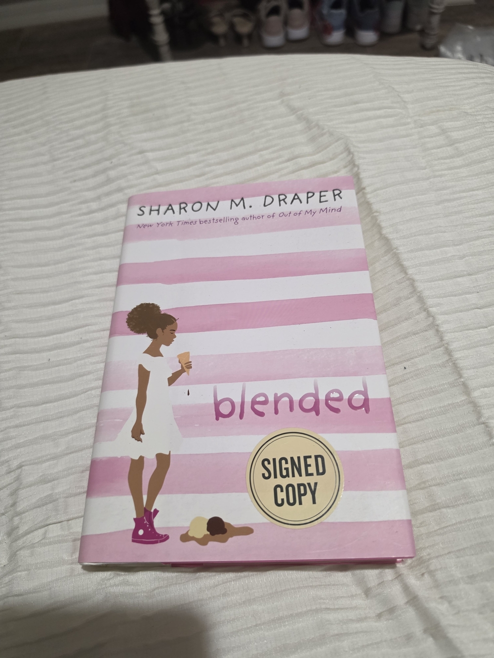 Blended by Sharon M. Draper — Pink & White Hardcover (Signed Copy)